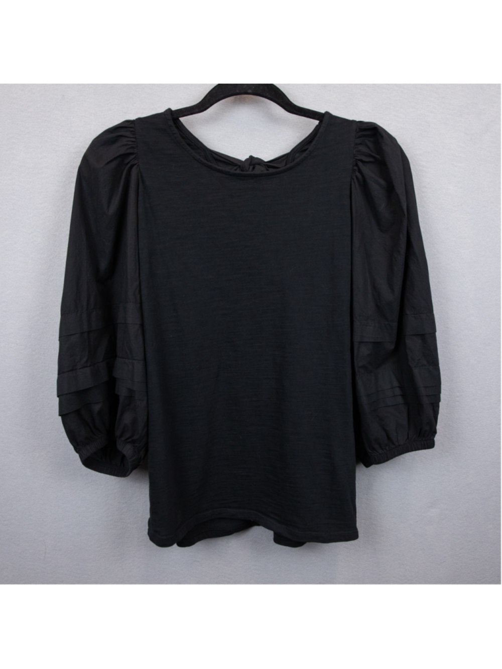 Nation LTD Gracie black pintuck puff sleeve black top-M